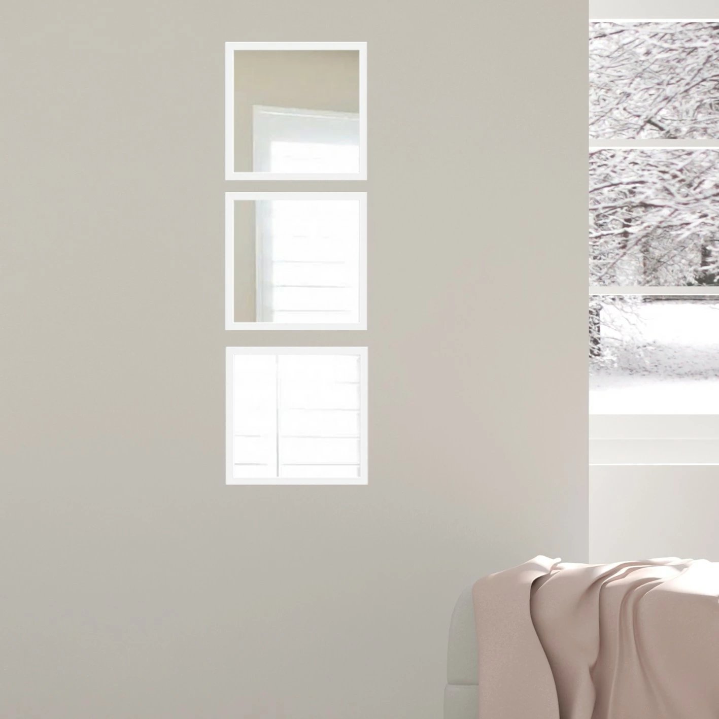 Set pasqyrash (3 copë), Wallity, SETAYNA_072, ngjyrë e bardhë dhe argjend