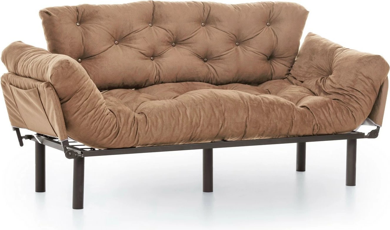 Divan-krevat treshe Nitta, kafe e çelët Divan-krevat treshe Nitta, kafe e çelët