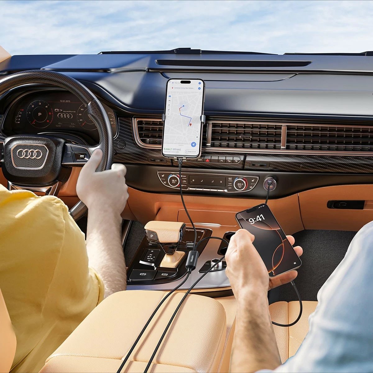 Kabllo Unitek USB-C 2n1 PD 100W silikon 1.8m zi