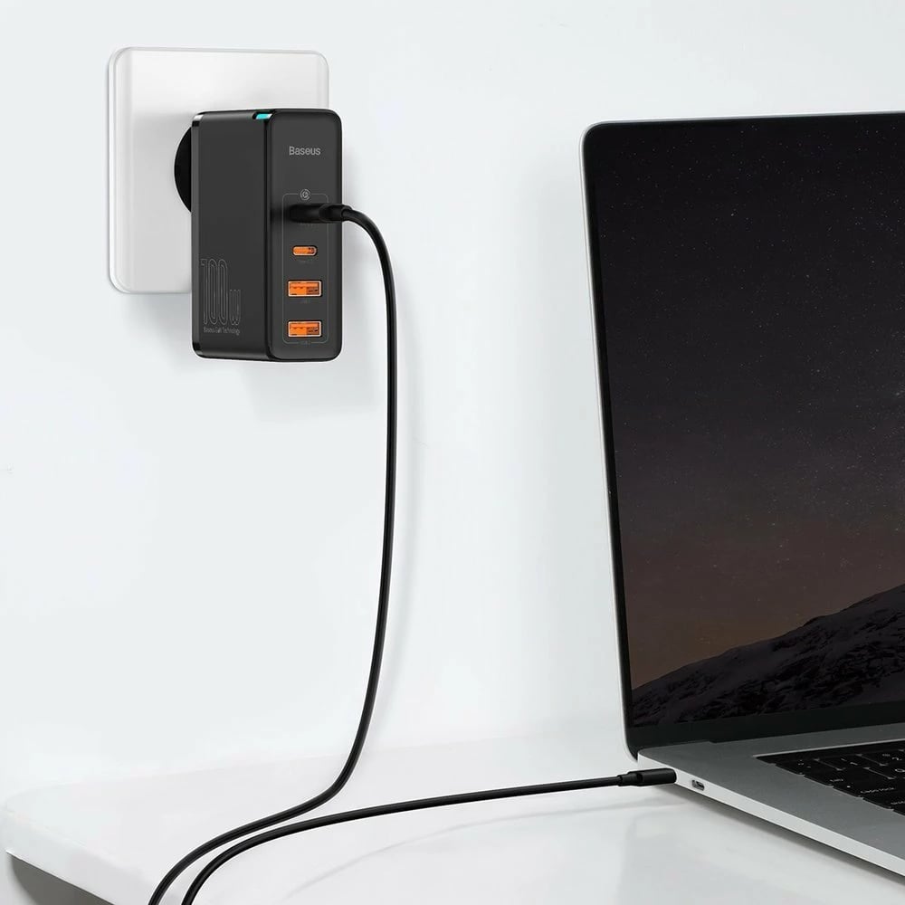 Karikues i shpejtë Baseus GaN2 Pro, 100W, 2x USB-C, 2x USB-A, i zi