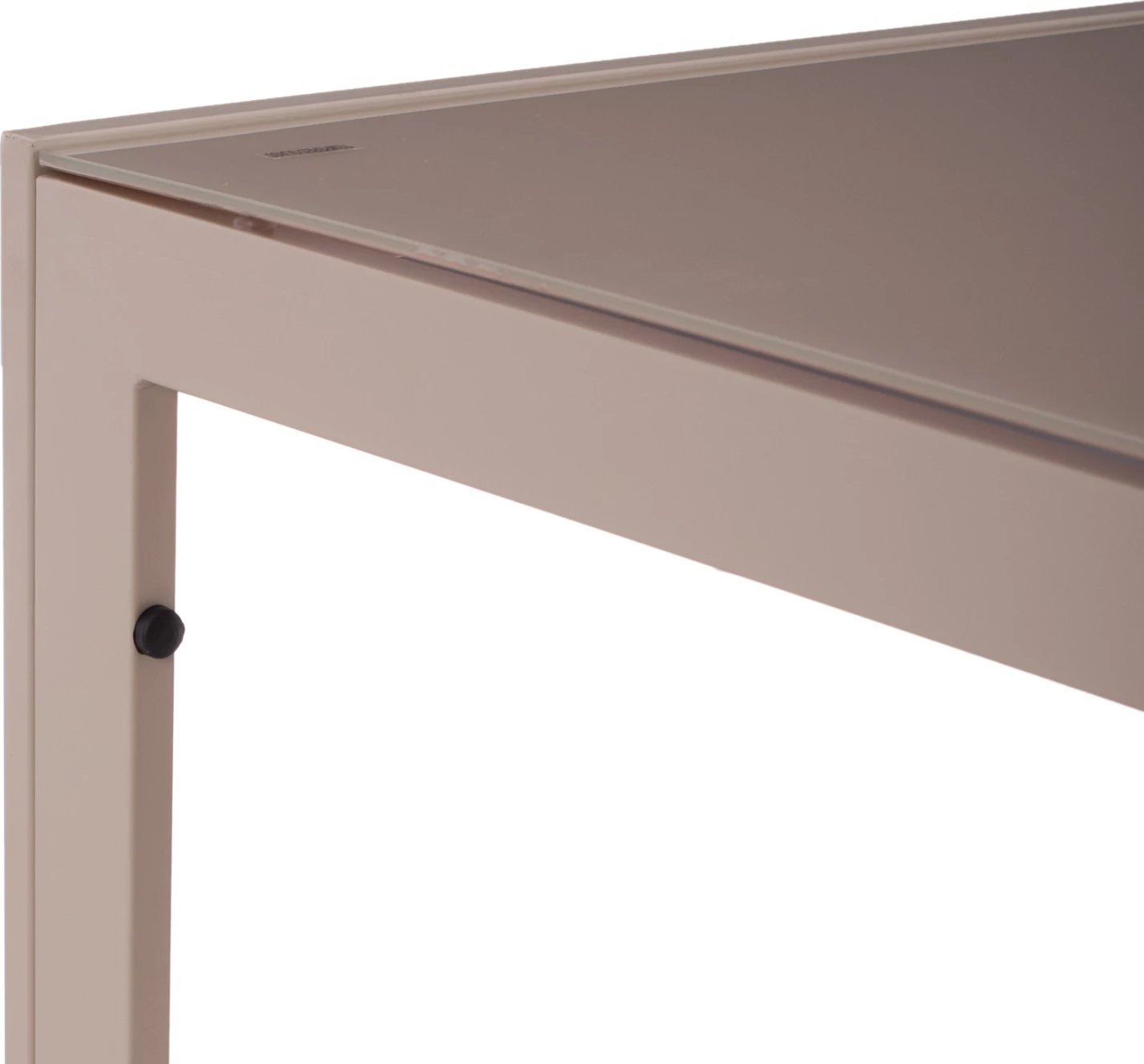 Tavolinë drejtkëndore metalike, ngjyrë kapuçino, me xham, FH5767.04, 150x90x75 cm