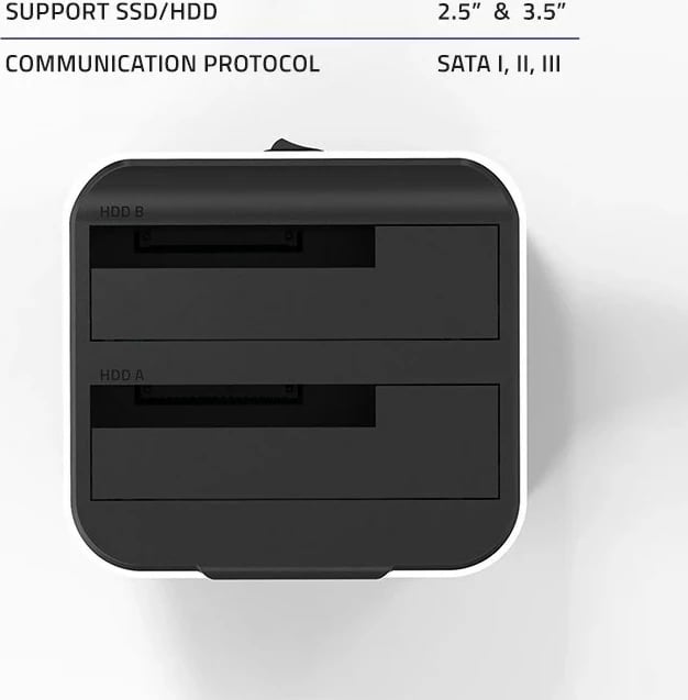 Stacion docking Qoltec 50309, HDD SSD 2.5" 3.5", USB 3.0, Bardhë