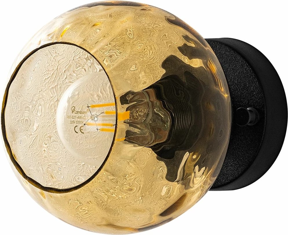 Llambë muri Opviq, Benek - 15 - 14394, metal e qelq, e verdhë dhe e zezë, 15x18x15 cm