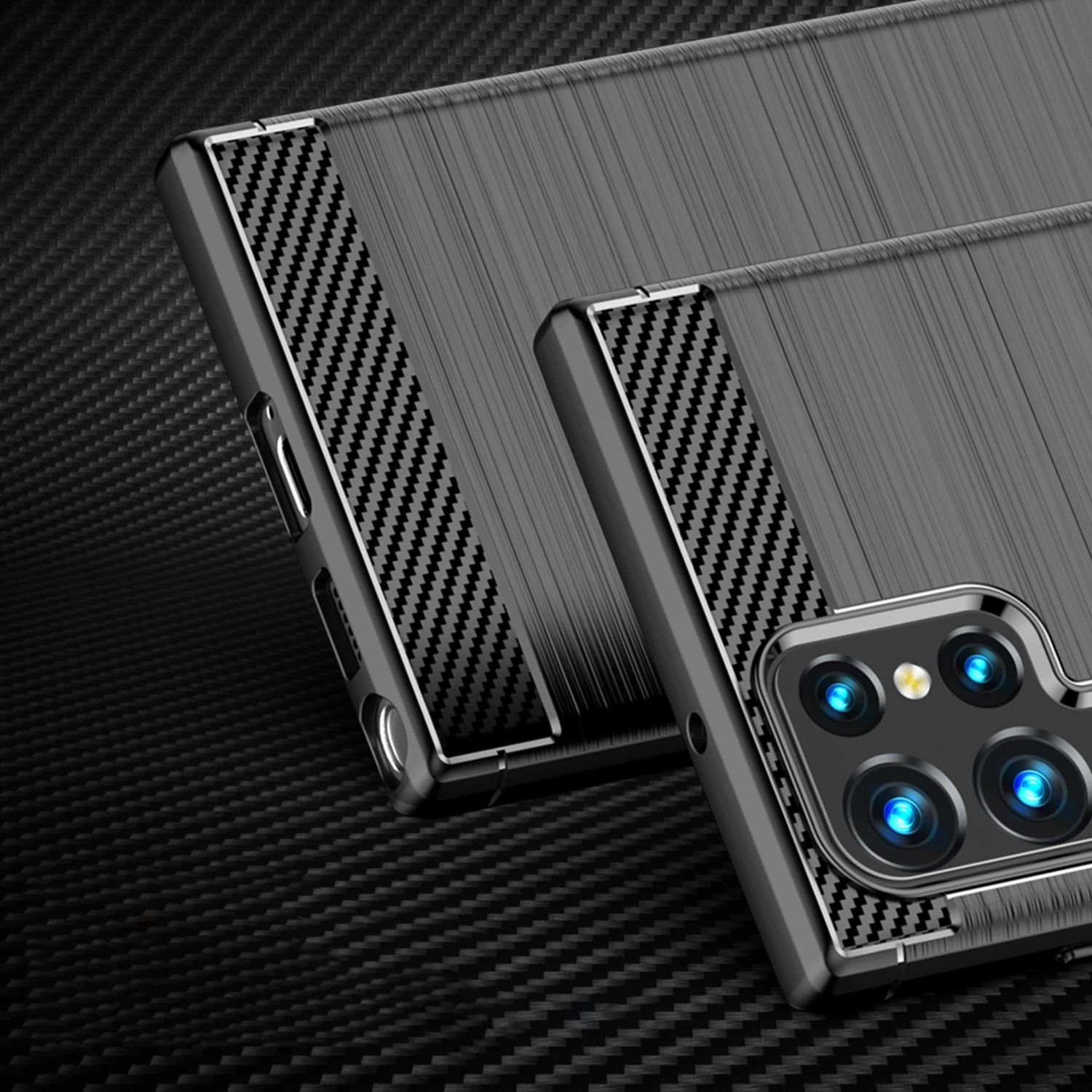 Mbështjellës Hurtel Carbon Case për Samsung Galaxy S23 Ultra, TPU, i zi