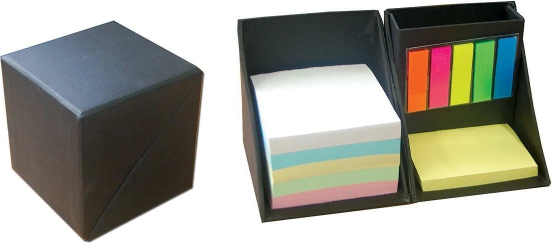Mbajtës lapsash kub NEXT me shënime ngjitëse, 9x9x9cm, Zi