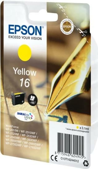 Kartrixh bojë, Epson, 16 (C13T16244012) DURABrite Ultra 3.1 ml, e verdhë