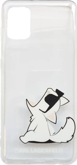 Mbështjellës Karl Lagerfeld KLHCA31CFNRC për Samsung Galaxy A31, transparent Choupette Fun