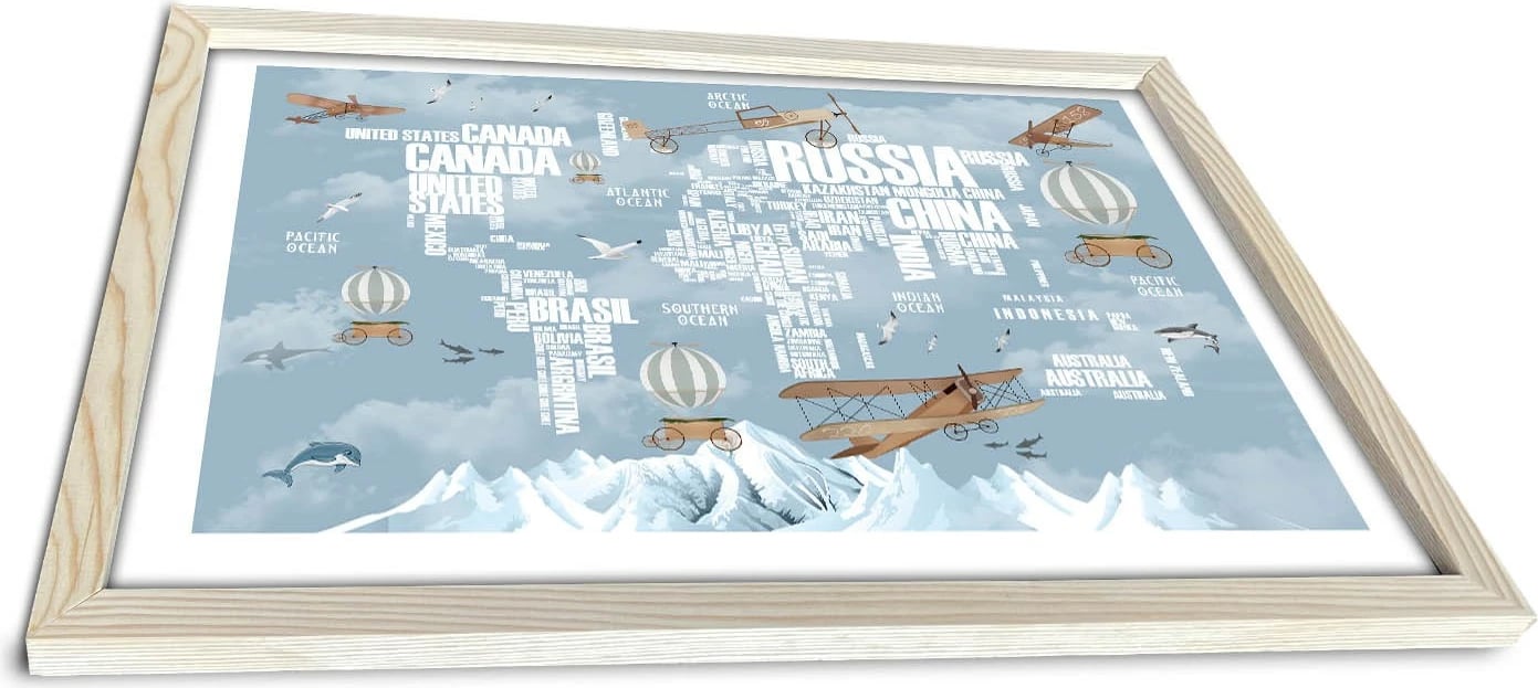 Pikturë dekorative me kornizë MDF, Wallity, 3853KCT-008, blu dhe bardhë, 38x53cm