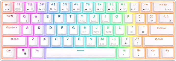 Tastierë mekanike Royal Kludge RK61, 61 taste, RGB, red switch, e bardhë