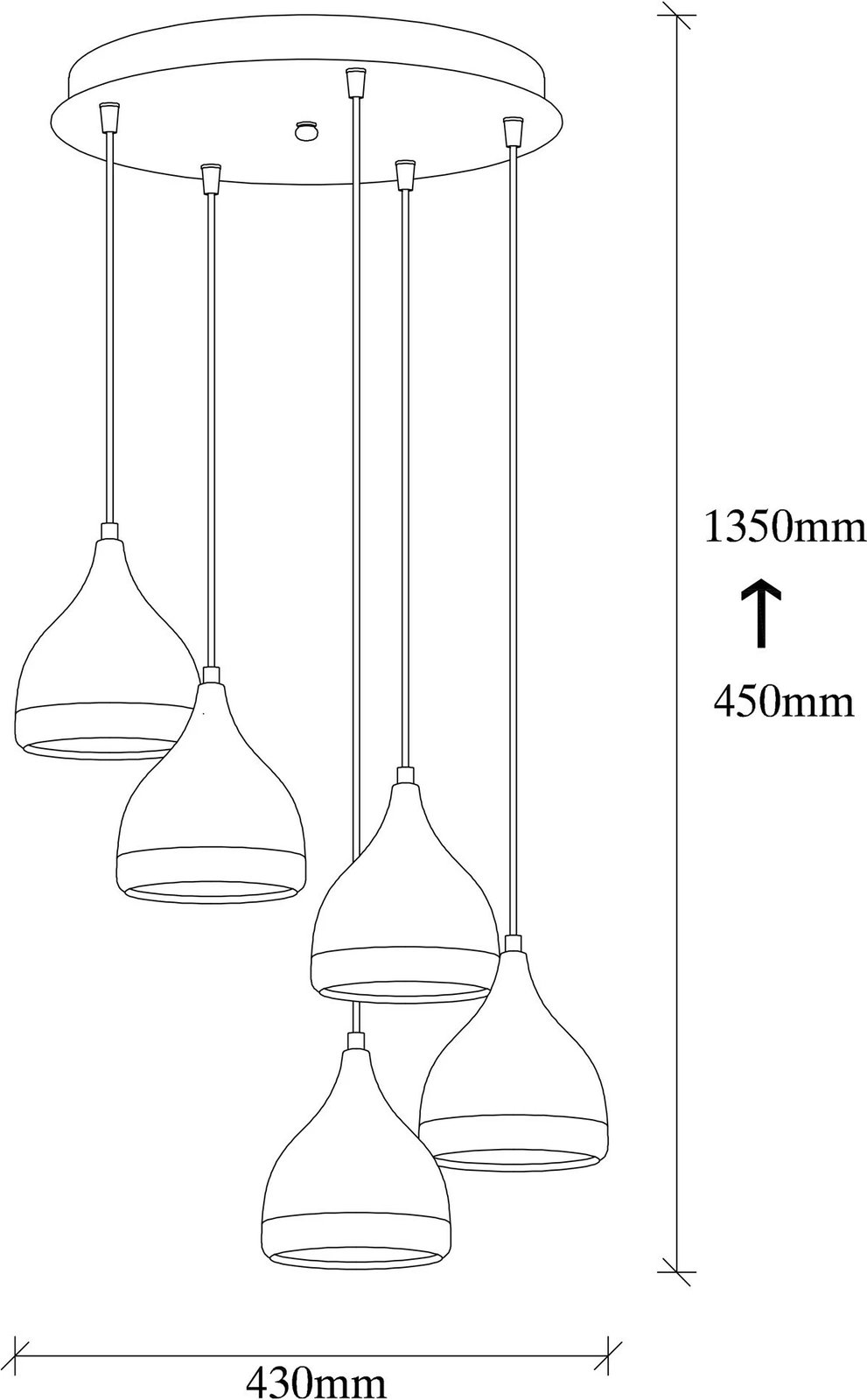 Llambë tavani Opviq Yıldo - 7005, ngjyrë e zezë dhe bakri, 43x43cm, lartësi 135cm