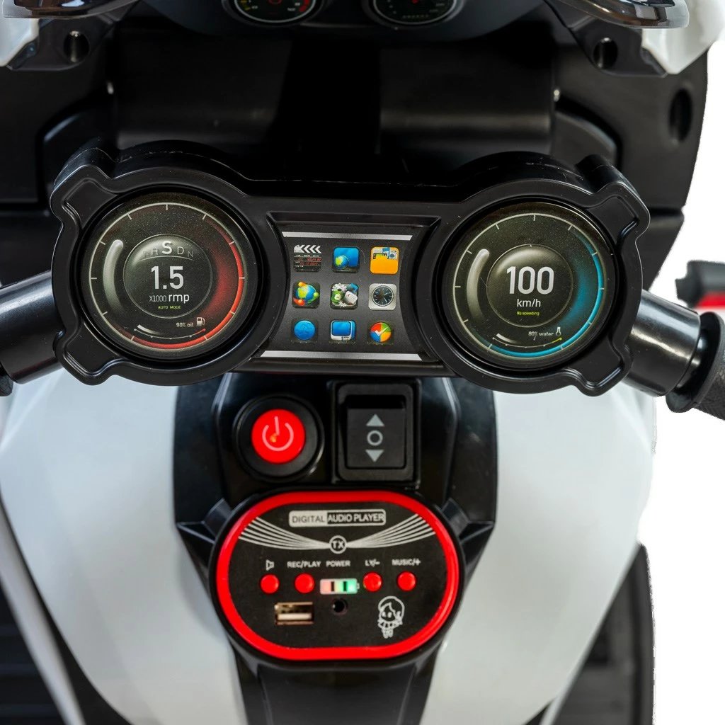 Motoçikletë elektrike për fëmijë, Baby Mix, Rare, me 3 rrota, e bardhë