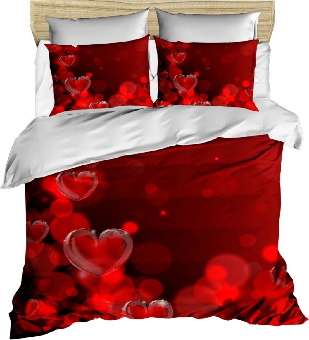 Set mbulesë për jorgan Super King, L'essentiel, kuqe-bardhë, 260x220cm, 2 jastëkë 50x80cm