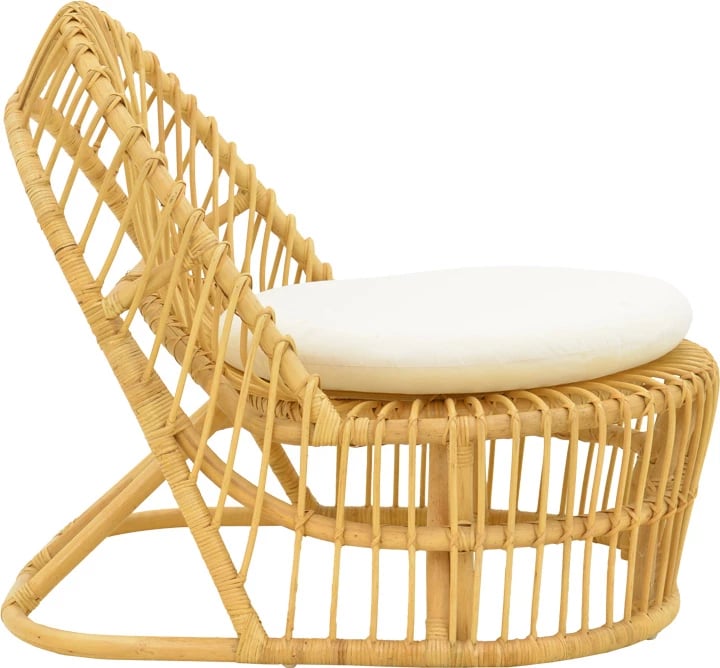 Fotel Tromso prej ratanit PE, ngjyrë natyrale, jastëk bezhë, 80x85x98cm