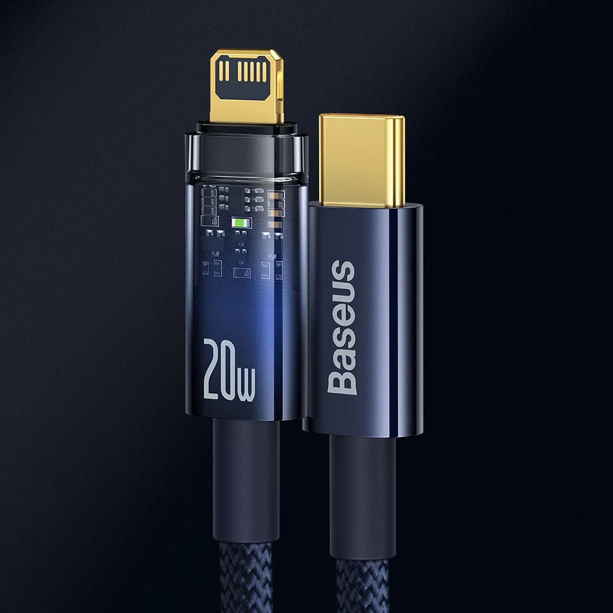 Kabllo Baseus Explorer USB-C në Lightning, 1m, 20W, Kaltër Kabllo Baseus Explorer USB-C në Lightning, 1m, 20W, Kaltër