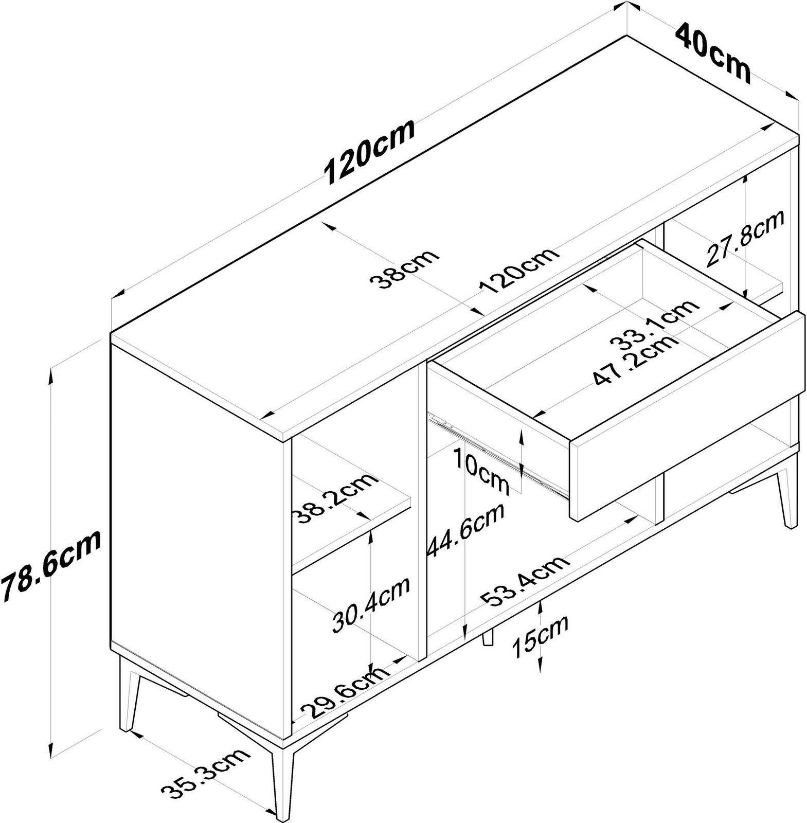 Dollap shumëpërdorimësh, ngjyrë e bardhë, Skye Decor, JE136 - 3144