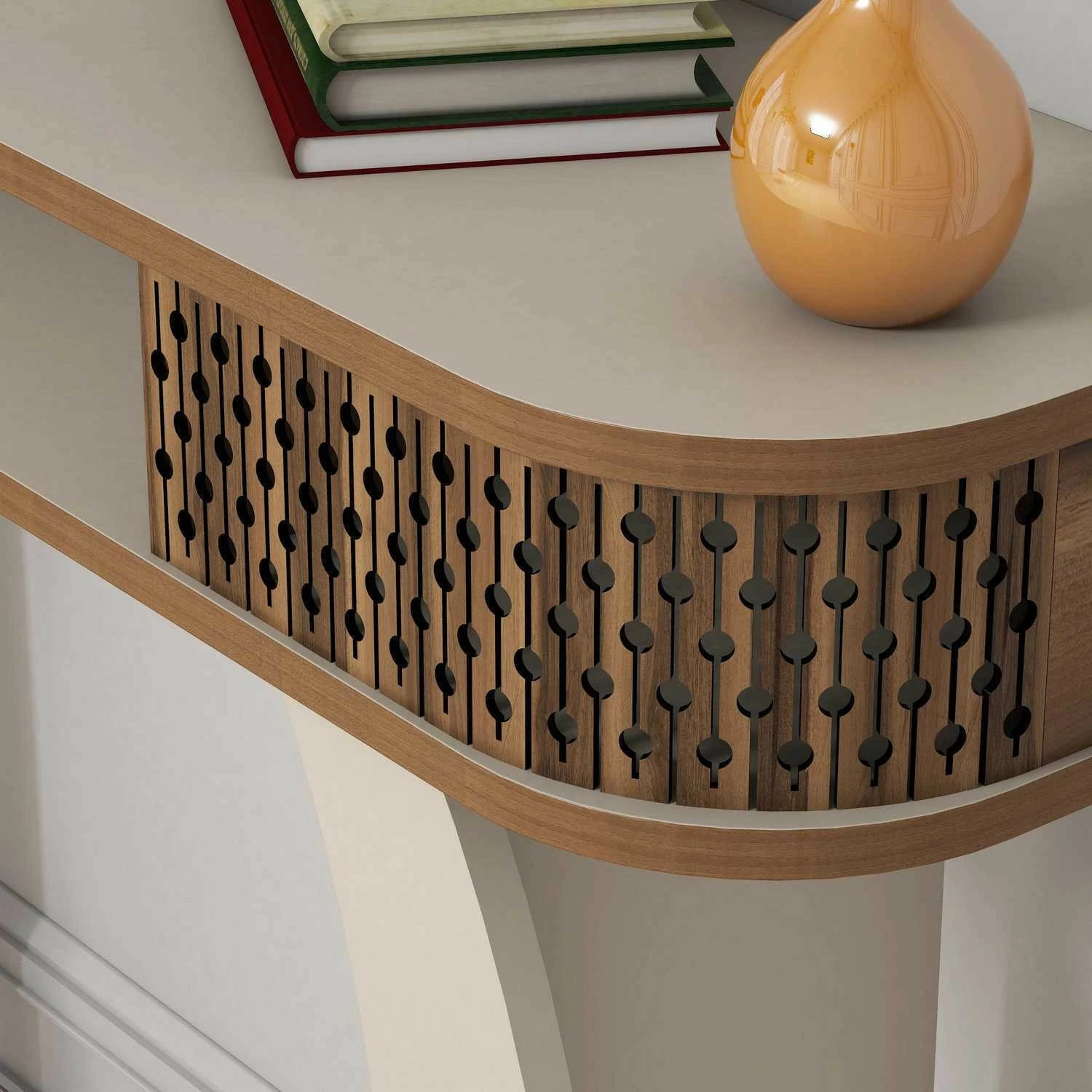 Komodë Hanah Home Damla, ngjyrë krem, me pasqyrë