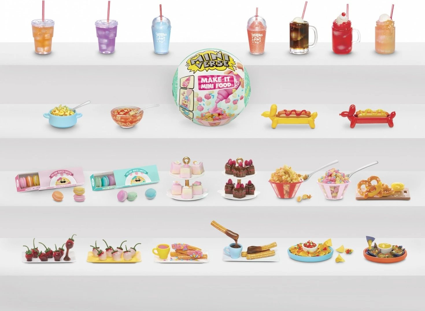 Set lodrash miniaturë MGA Miniverse Make It Mini Foods, 24 copë, plastikë