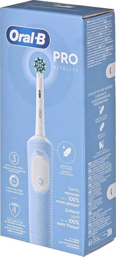 Furçë dhëmbësh elektrike Braun Oral-B Vitality Pro, për të rritur, 3 mënyra pastrimi, Kaltër