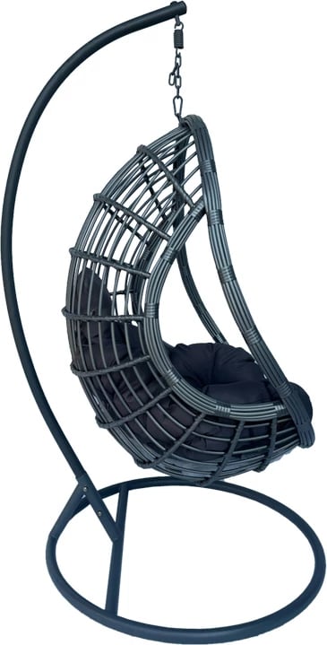 Karrige varëse Cungo me bazë metali - ratan gri 125x105x195cm