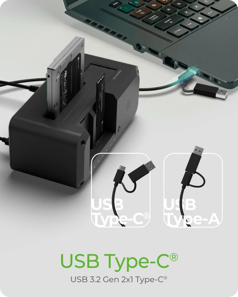 Stacion klonimi dhe docking IcyBox IB-2924MSCL-C31, 3 slote, USB 3.2, i zi