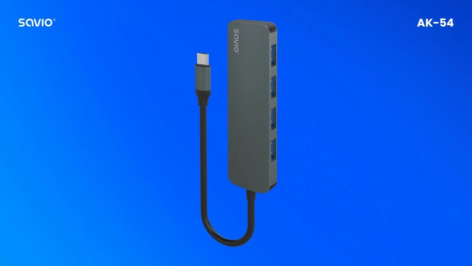 HUB USB 4-portësh Savio AK-54, USB-C në 4x USB-A, 3.1 Gen 1, Gri