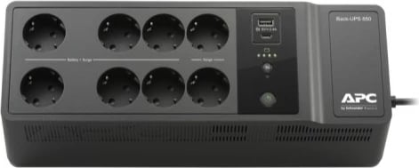 UPS APC BE850G2-GR, 850VA, 8 dalje Schuko, USB Type-C dhe A, e zezë