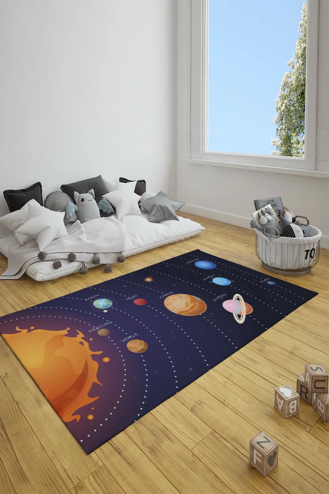 Qilim multingjyrësh me planetë, 80x150cm, CT-3152