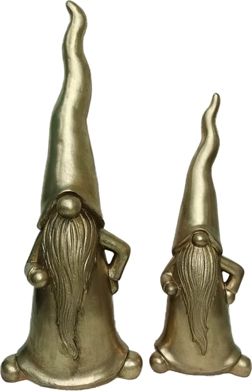 Dekoratë Krishtlindjesh Nisse, xhuxh, polirezine, ngjyrë ari, 21x15x57 cm