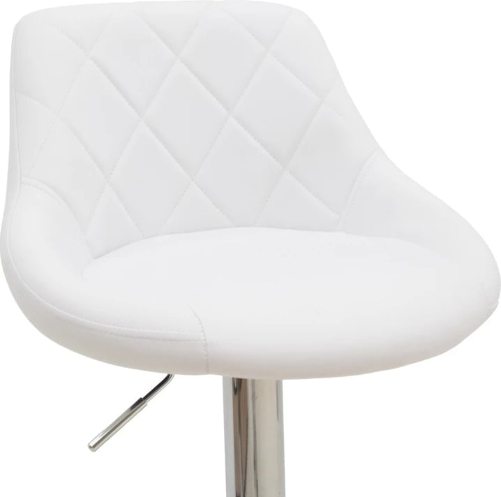 Karrige për bar Boronez, e bardhë, lartësi e rregullueshme, bazë kromi, set prej 2 copë, 47x49x112cm