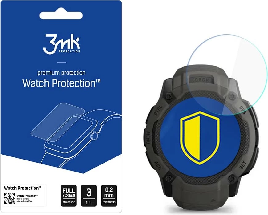 Mbrojtës ekrani për smartwatch 3mk Protection FlexibleGlass për Garmin Instinct 2X, Set prej 3 copë