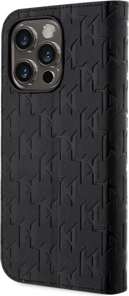 Mbështjellës Karl Lagerfeld KLBKP14XSAKLHPK për iPhone 14 Pro Max 6.7", Saffiano Monogram, e zezë