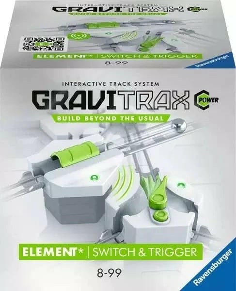Set aksesorë Ravensburger GraviTrax Power Switch & Trigger, për pista mermeri, i bardhë/jeshil