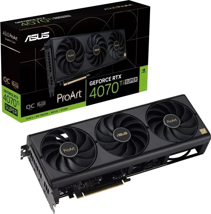 Kartë Grafike ASUS ProArt -RTX4070TIS-O16G, NVIDIA GeForce RTX 4070 Ti SUPER, 16 GB GDDR6X, e Zezë