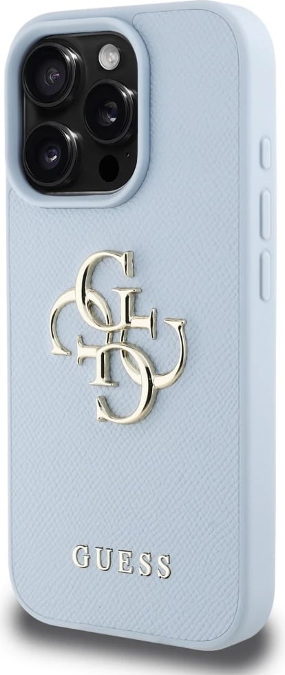 Mbështjellës Guess Grained Big 4G Logo Small Classic Logo për iPhone 16 Pro, kaltër Mbështjellës Guess Grained Big 4G Logo Small Classic Logo për iPhone 16 Pro, kaltër