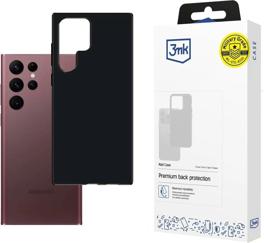 Mbështjellës 3mk Matt Case për Samsung Galaxy S22 Ultra, i zi Mbështjellës 3mk Matt Case për Samsung Galaxy S22 Ultra, i zi