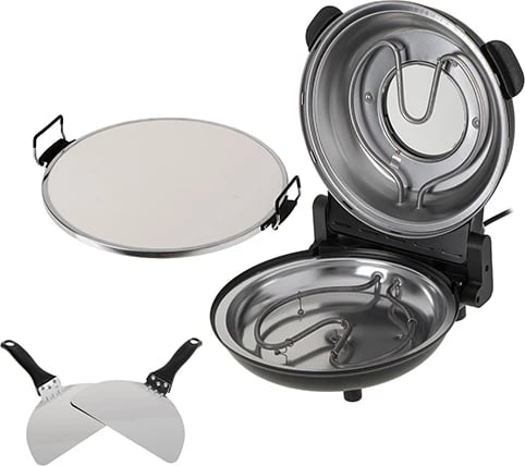 Furrë elektrike për pizza, Adler AD 6314, 1200W, gur qeramik, diametër pizza 12" (31.5 cm), timer 5–15 min, 5 nivele temperature, e zezë mat