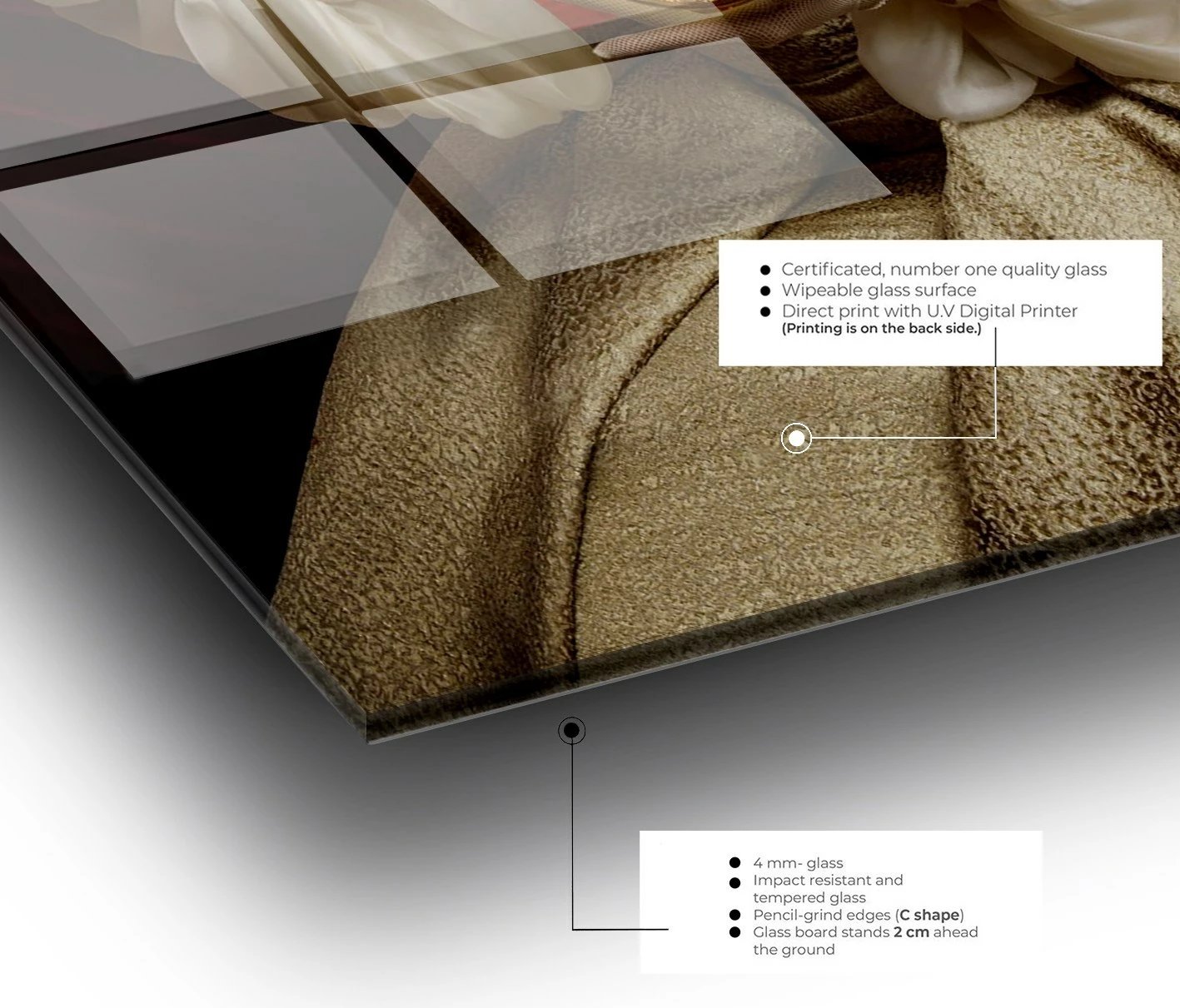 Pikturë dekorative prej xhami të temperuar, shumëngjyrëshe, CAM3683 - 50x70cm