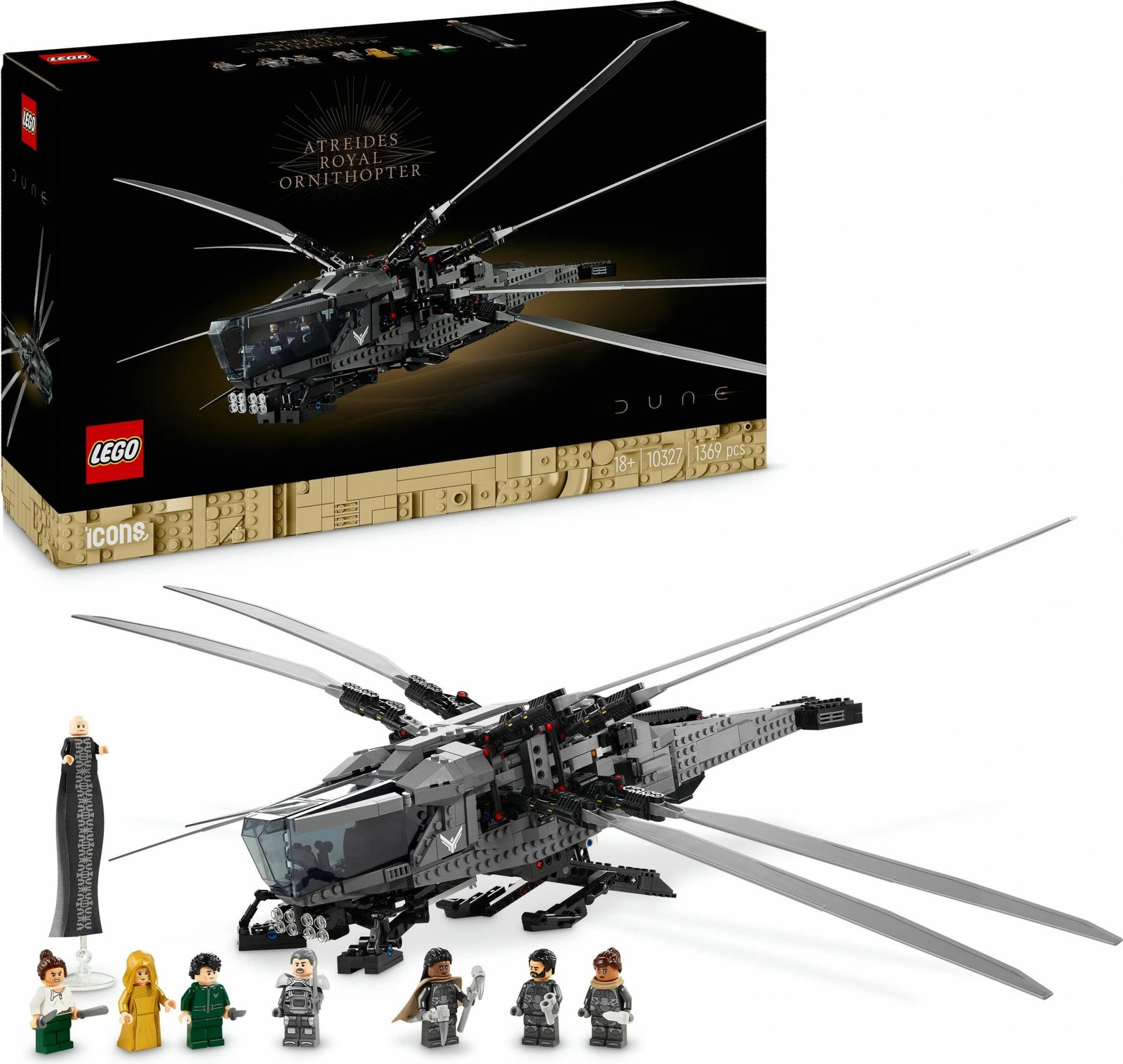Set ndërtimi LEGO Dune Atreides Royal Ornithopter 1369 pjesë, multingjyrësh