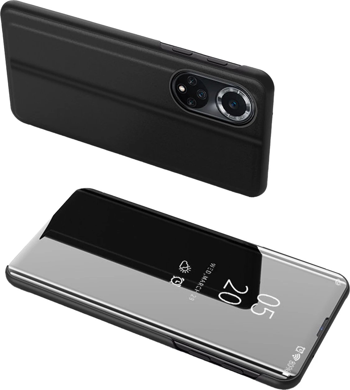 Mbështjellës Hurtel Clear View Case për Huawei nova 9, me kapak, i zi