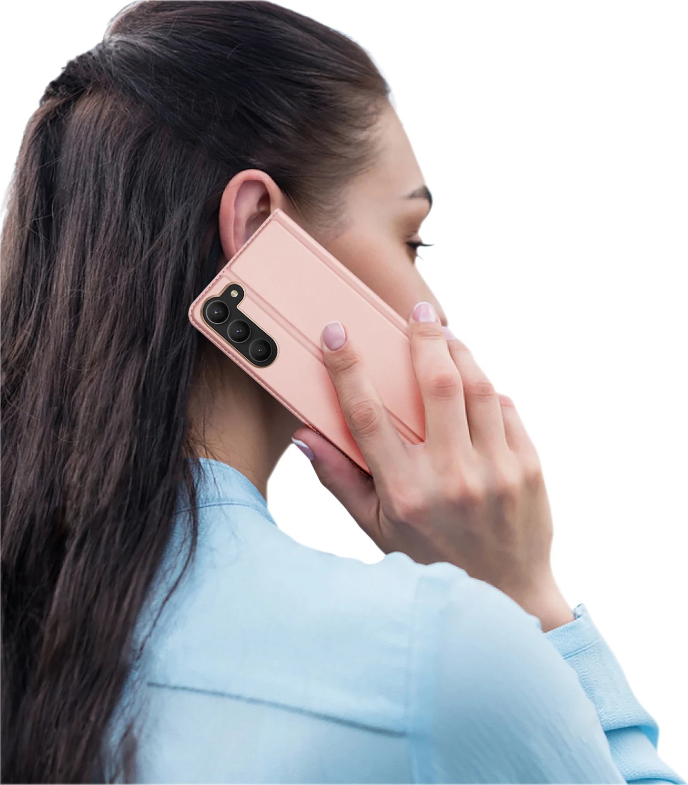 Mbështjellës Dux Ducis Skin Pro për Samsung Galaxy S23+, me xhep kartelash, funksion standi, rozë
