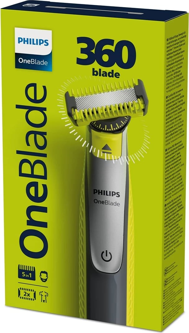 Makinë rroje Philips OneBlade 360, për fytyrë dhe trup, e gjelbërt
