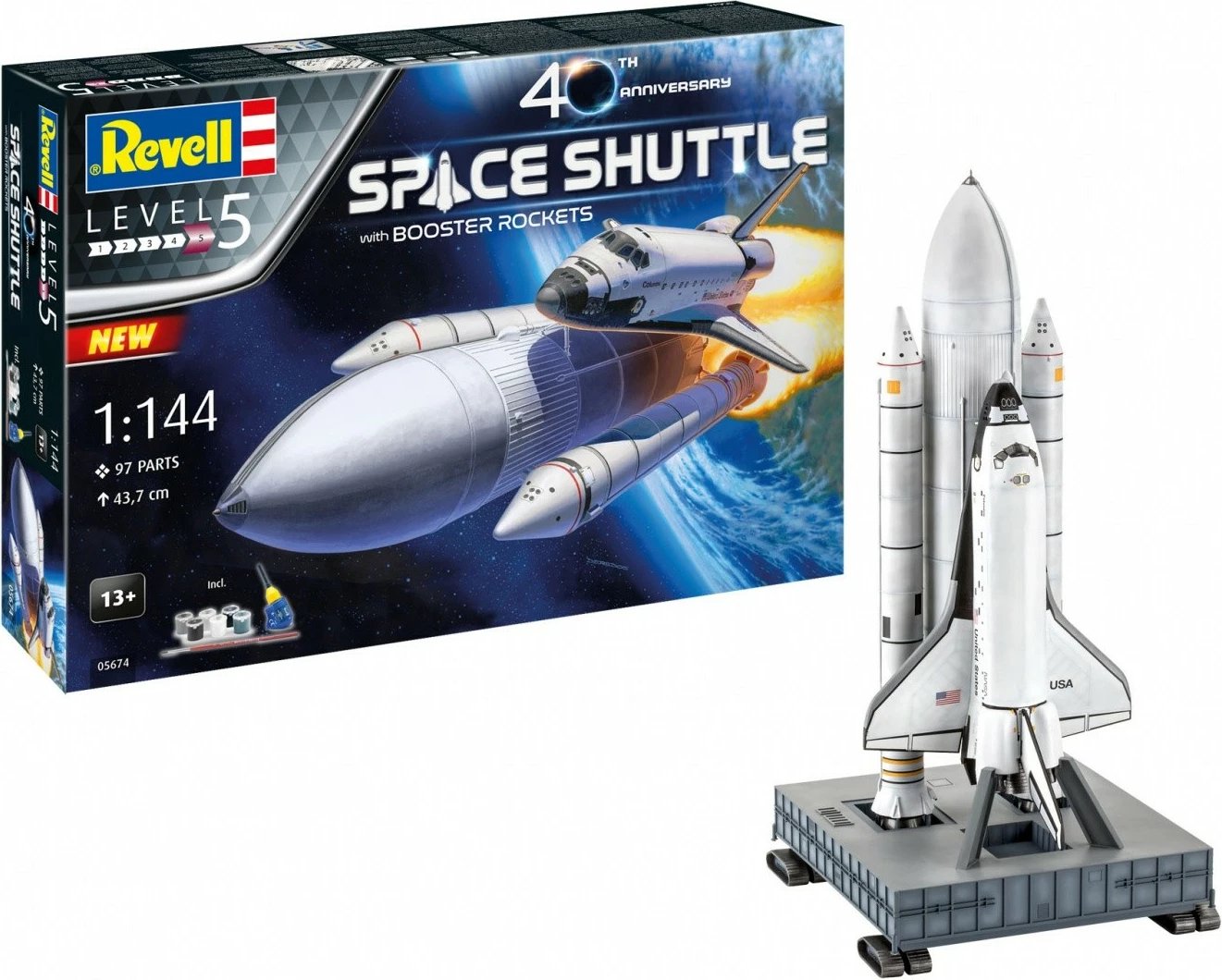 Set model plastik Revell Space Shuttle Discovery & Booster Rockets, 1:144, 97 pjesë