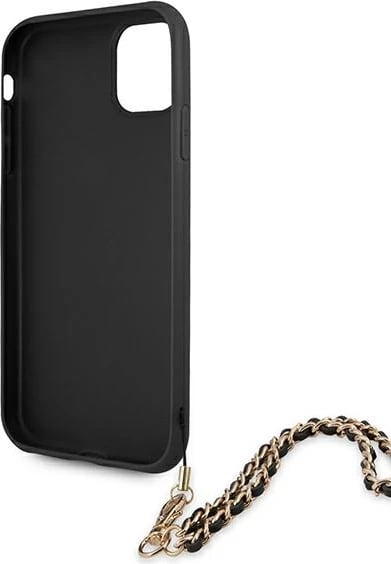 Mbështjellës Guess Saffiano Chain për iPhone 11/Xr 6.1", i zi Mbështjellës Guess Saffiano Chain për iPhone 11/Xr 6.1", i zi