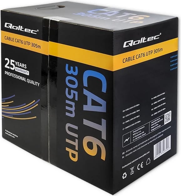 Kabllo rrjeti Qoltec 50359, CAT6, 305m, gri