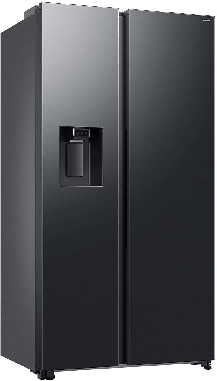 Frigorifer side-by-side Samsung SBS RS70F64KETEO 635 L, dispenser ujë dhe akull, Wi‑Fi SmartThings, AI Energy, klasë E, e zezë matte metal