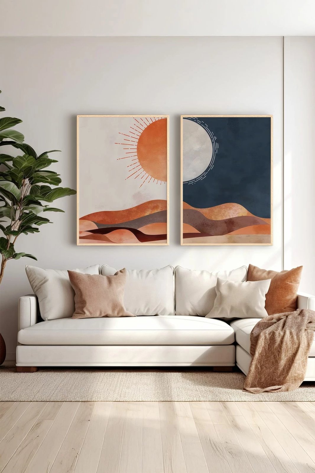 Piktura dekorative me kornizë (2 copë), Wallity, Ersy2Lımodel22-Ahsap