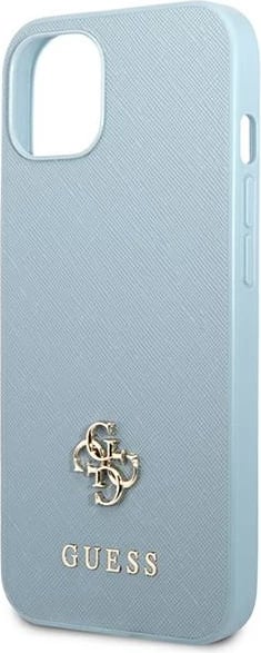 Mbështjellës Guess Saffiano 4G Small Metal Logo për iPhone 13 6.1", kaltër