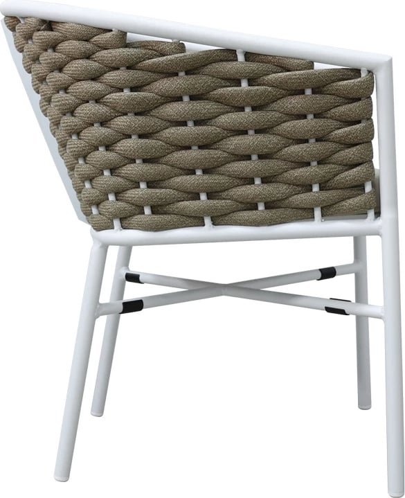 Karrige alumini Noevo e grumbullueshme me kornizë të bardhë-litar natyral 57x62x77cm