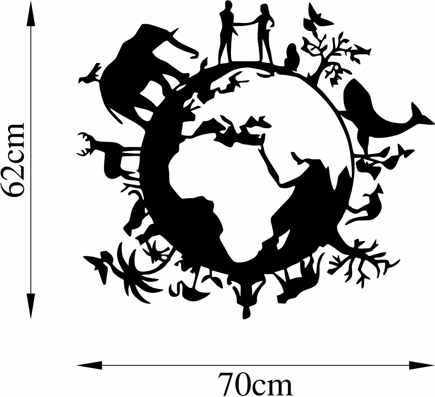 Aksesor dekorativ muri prej metali, Animal World, Wallity, 62x70cm, i zi