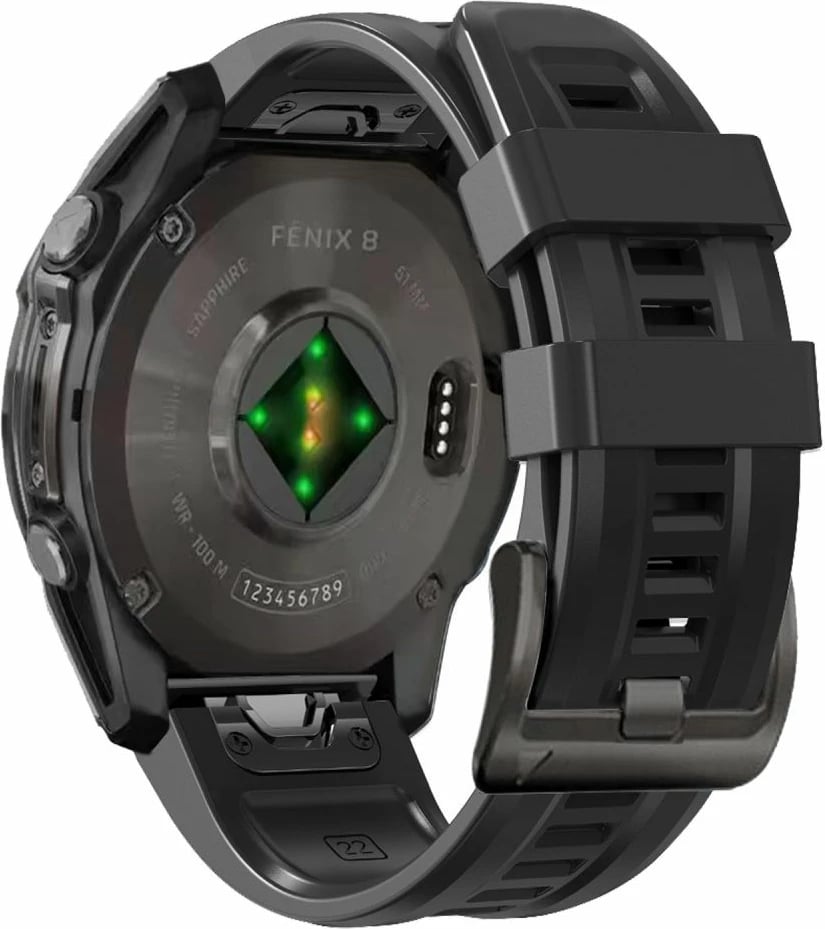 Rrip silikoni për smartwatch Tech-Protect për Garmin Fenix 5X / 5X Plus / 6X / 6X Pro / 7X / 8, 51 mm, i zi